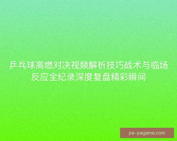 乒乓球高燃对决视频解析技巧战术与临场反应全纪录深度复盘精彩瞬间